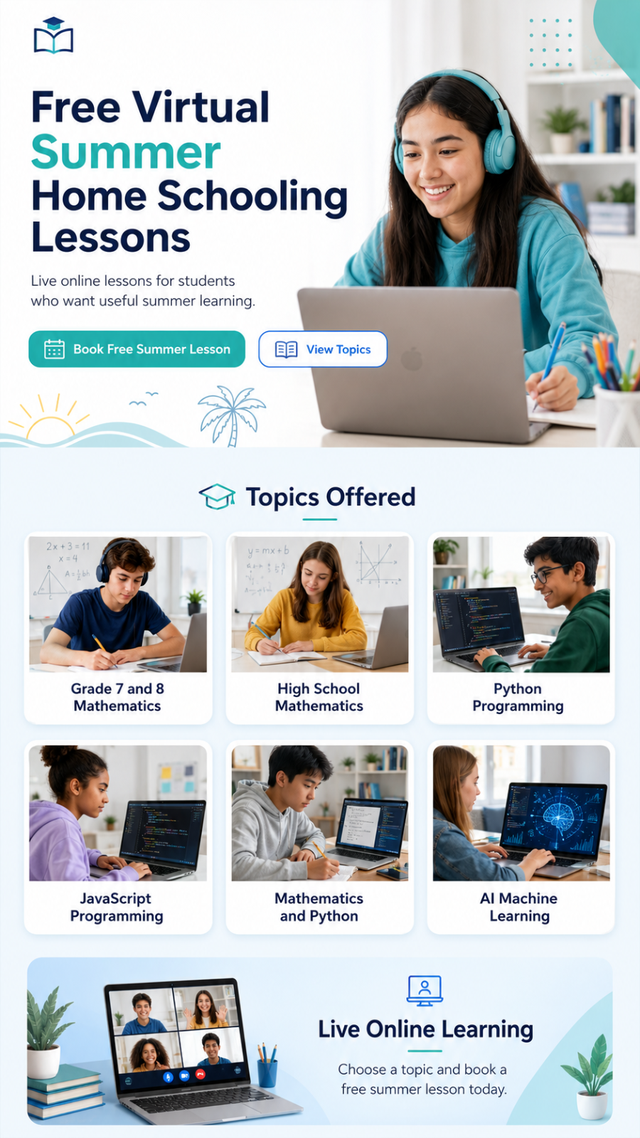 Virtual Lessons Coding Math AI and Home Schooling532105645702533121