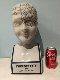 16inch Phrenology by LN Fowler glazed porcelain bust head statue
