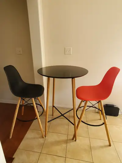 Modern Bar Table + 2 High Stools, View more