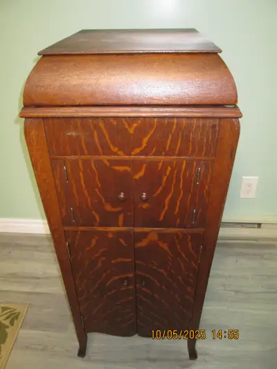 early 1900's console phonograph in working order, View more