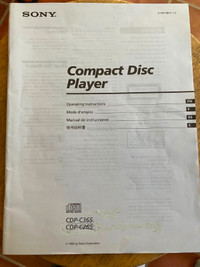 SONY CD changer player Manual