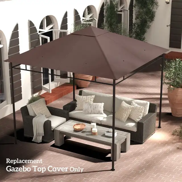 Coffee 10' x 10' top Square Gazebo Canopy Replacement UV Prote in Patio & Garden Furniture in Markham / York Region - Image 9