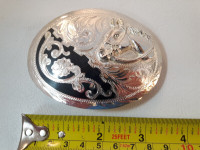 Vintage Alpaca Silver Horse Belt Buckle