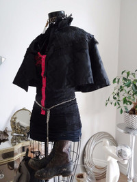 GOTH mourning capelet VICTORIAN beads lace FUNERAL ATTIRE antiqu
