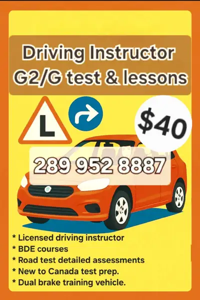 - Experienced driving instructor -- G2/G Test preperation/refresher -- New drivers lessons & drivers...