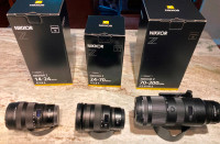 Nikon Z 14-24mm f2.8 S, Z 24-70mm f2.8 S, Z 70-200mm f2.8 S VR