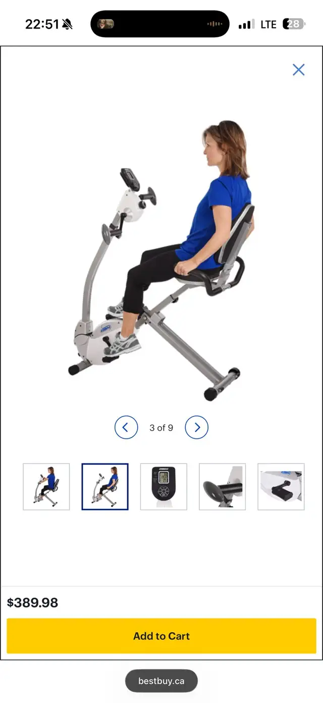 Vélo horizontal 15-0340 de Stamina in Exercise Equipment in Longueuil / South Shore - Image 3