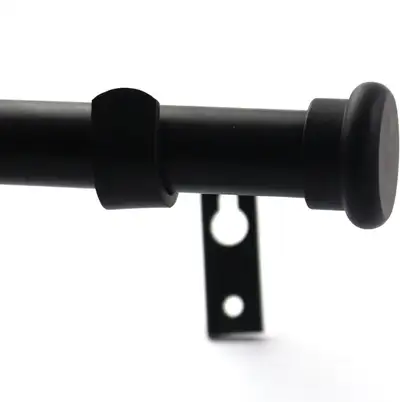 Furnishland Black Window Curtain Rod Set with Round Finial, 3/4-inch Diameter Adjustable 48-inch to...