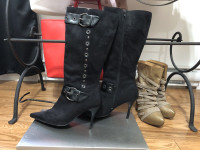 Women’s Black Suede High Heel Boots