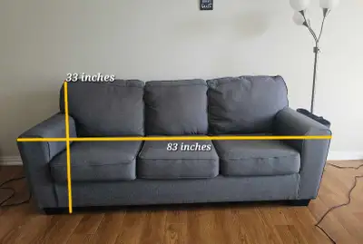 Grey 3-seater couch with a sofa bed, View more