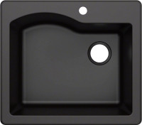 KRAUS 25'' Dual Mount Single Bowl Sink Black Granite
