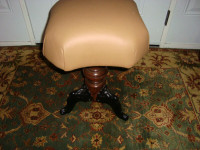 VINTAGE ORGAN STOOL REFINISHED AND LEATHER SEAT