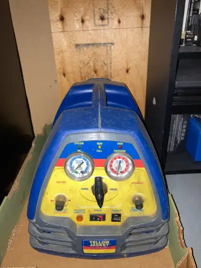 Yellow Jacket refrigerant reclaimer model # 95762 Always stored indoors when unused. When reclaiming...