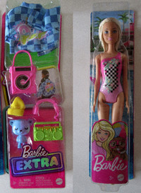 Barbie Extra Pet and Fashion Pack with NEW Beach Barbie