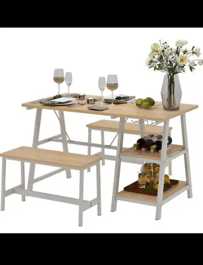 Modern Office Furniture Dining Table with 2 Stool,47.2inches Ki, View more