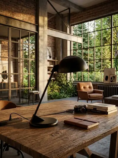 Vintage Mid-Century Style Black Modernist Desk Lamp., View more