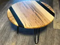 Live edge coffee table - round with epoxy 