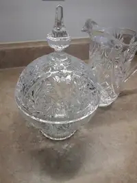 Bohemia Crystal Pitcher and covered Candy dish