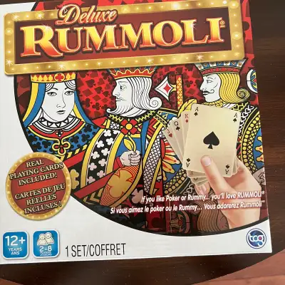 Get ready for a fun night with the Deluxe Rummoli game! This engaging game includes real playing car...
