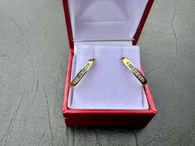 #628 - 14kt Yellow Diamond, .17Ct Diamond Clutch Back Earrings, View more