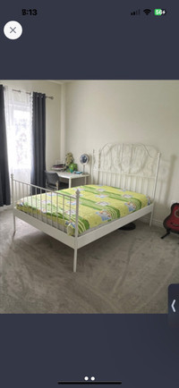 IKEA metal double size bed frame with matress 