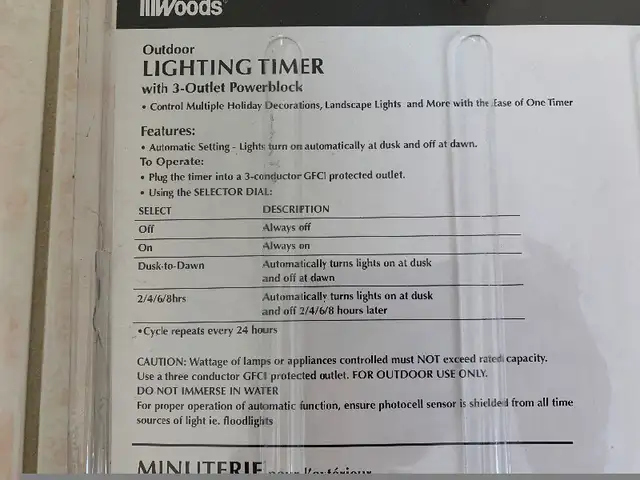 Outdoor light sensor timer with 3 outlet powerblock in Outdoor Lighting in City of Toronto - Image 3