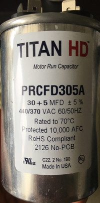 Heavy duty  30+5 mfd dual run capacitor for air conditioner 