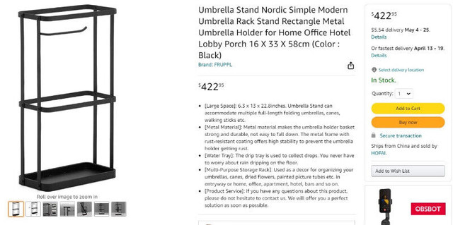 New black metal umbrella stand holds up to big 20 golf umbrellas in Home Décor & Accents in Mississauga / Peel Region - Image 4