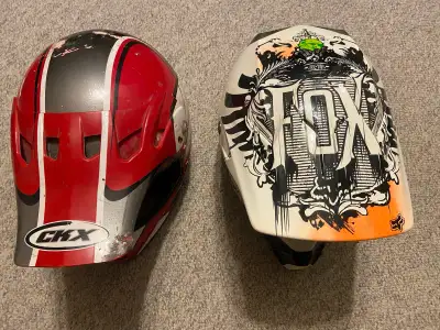 Adult size Medium The red one is $20, the Fox helmet is $40 Text 403 391-2785