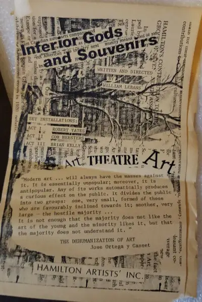 One original brochure of a 1986 Art Theatre Fusion, Hamilton Artists Inc. (Now Staircase Theatre) "I...