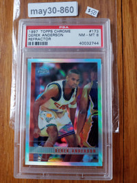 1997 TOPPS CHROME REFRACTOR DEREK ANDERSON RC PSA 8