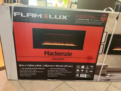 FLAMLUX MACKENZIE WALL MOUNTED ELECTRIC FIREPLACE NEW-STILL IN BOX-NEVER BEEN USED 60 inches x 7 5/8...