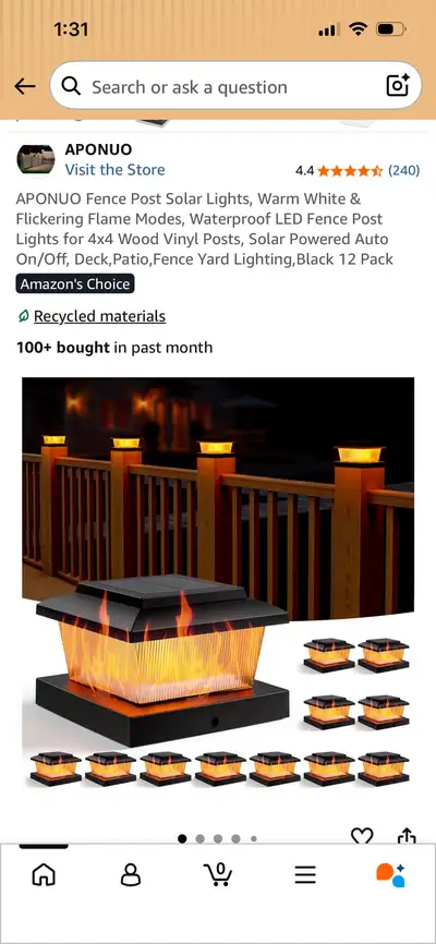APONUO Solar Fence Post Lights 12 Pack, View more