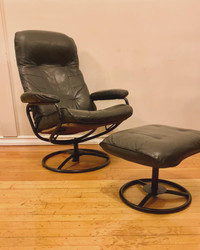 Vintage leather chair & ottoman