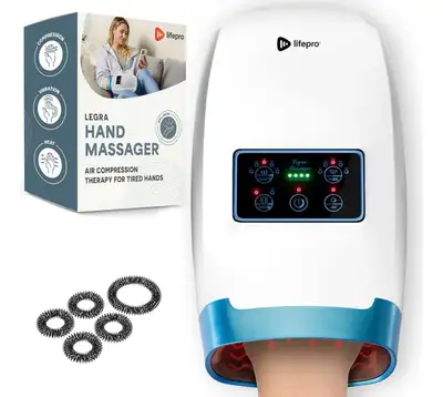 Lifepro Cordless Hand Massager for Hands, Wrists & Fingers – Heat & Compression with 5 Intensity Lev...