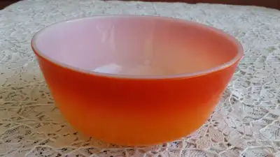 Vintage Fire King Orange Flame Mixing Bowl--Never Used!, View more