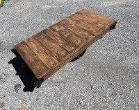 Old wood grain cart with cast iron wheels 