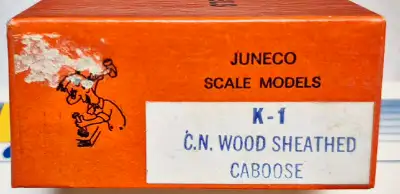 JUNECO SCALE MODELS HO K-1 CN WOOD SHEATHED CABOOSE KIT ITEM IS IN MINT CONDITION. INCLUDES CDS DRY...