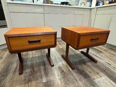 Mid century teak RS Associates nightstands, View more