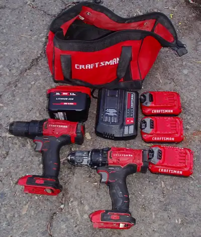 Craftsman Model CMCD700 20 Volt Cordless Lithium 1/2" drill drivers, 2 speed Both drills are the sam...