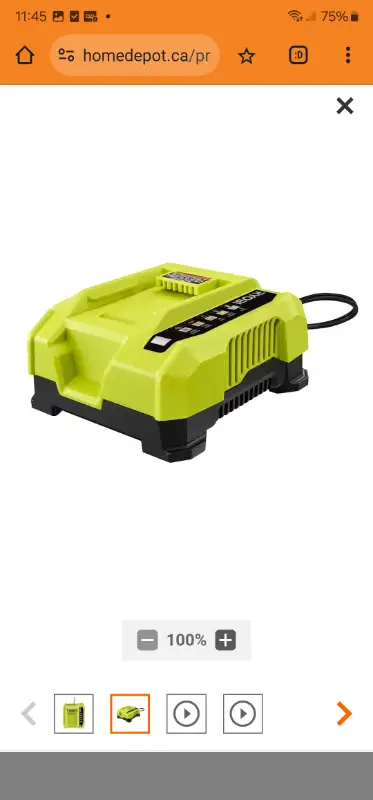 RYOBI 40V Lithium-Ion Rapid Charger Only Model # OP406AVNM in Outdoor Tools & Storage in Windsor Region - Image 4