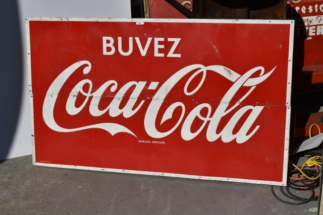 antique coca cola 1965 super tres grande en tôle dans Art et objets de collection  à Ville de Québec
