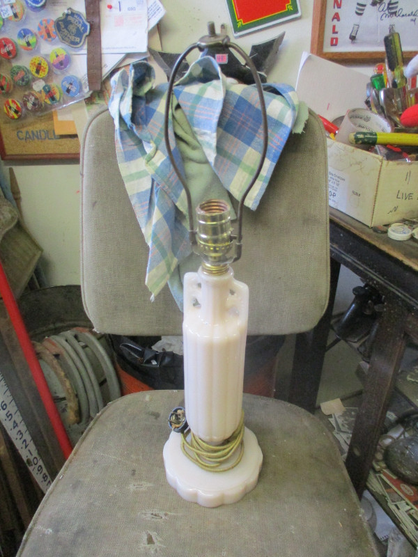 1930s PINKISH MILKGLASS TALL LAMP BASE $20. HOME COTTAGE DECOR in Home Décor & Accents in Winnipeg