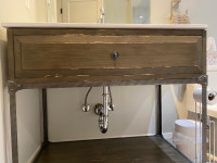Bathroom vanity, solid wood and wrought iron frame sink incl.