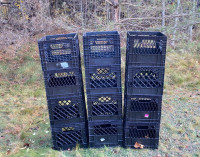 “Clean, Plastic, Sturdy Stackable Crates” $4 Each. 