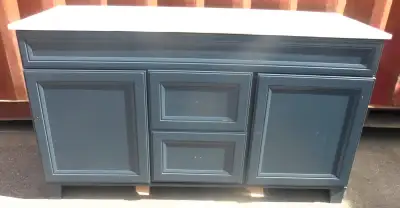 60" inch Blue Double Vanity Sink - 2 end doors open only- minor, View more
