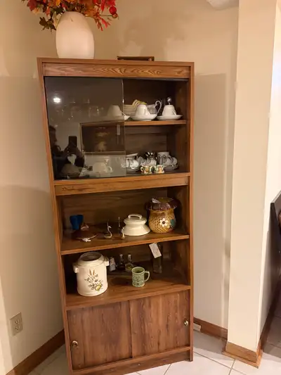Vintage Display Cabinet / Bookshelf with Sliding Glass Doors, View more