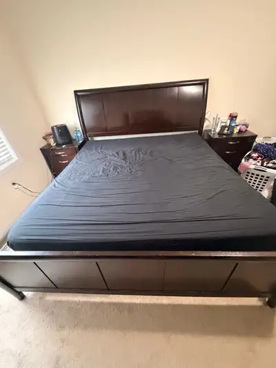 King Bed Frame + Mattress – Good Condition, View more