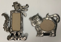 NOVELTY PEWTER CAT AND DOG PICTURE FRAMES - SET OF 2 - $20