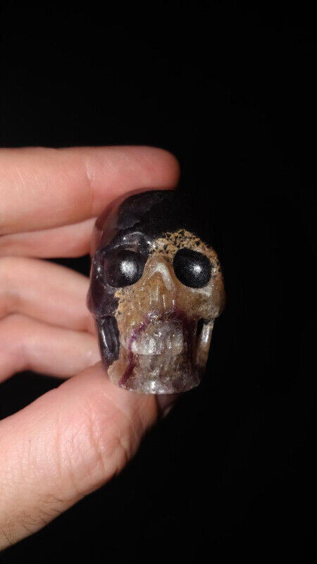 Skull Carving Purple Fluorite Crystal Gemstone Healing Pendant in Arts & Collectibles in City of Toronto - Image 3